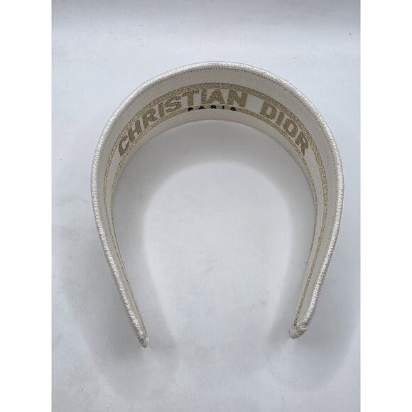Christian Dior Beige gold Logo patterned canvas wide headband main image 7